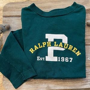 Vintage Polo by Ralph Lauren Boy’s Size 5 Dk Green Long Sleeve Graphic‎ Pullover